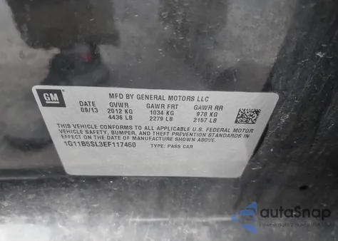 2014 Chevrolet Malibu 1Ls from USA, damaged, VIN 1G11B5SL3EF117460